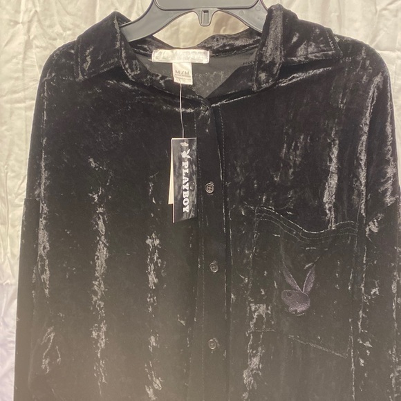 Brand NEW NWT Ladies Playboy Black Crushed Velour Shacket velvet soft feel - Picture 7 of 16